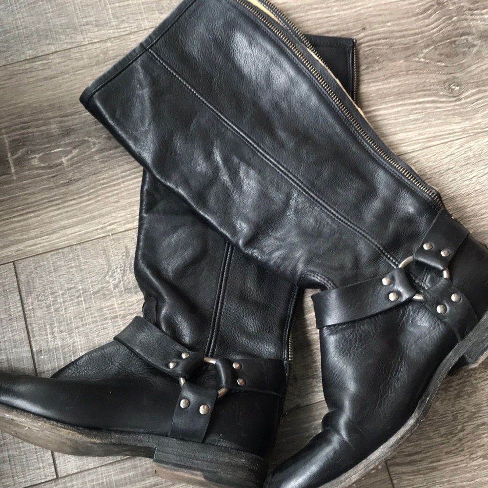Frye Knee High Leather Boots- Phillip Harness Tall